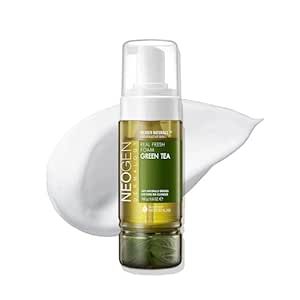 DERMALOGY by NEOGENLAB Real Fresh Foam Cleanser, Green Tea 5.6 Fl Oz (160g) - Soothing & Hydrating Gentle Cleansing Foam with Real Green Tea, Clean Beauty - Korean Skin Care
