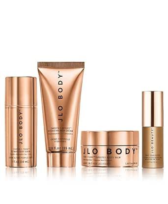 JLO BEAUTY The Body Mini Trio | Includes Booty Balm, Body Serum, Body Cream & Complexion Booster | Brightens, & Firms for Smooth Skin