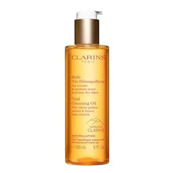Clarins Total Cleansing Oil | Removes Long-Wearing, Heavy and Waterproof Makeup and Pollutants | Preserves Skin's Microbiota | Easy Rinse | Safe For Use On Face, Eyes and Lips | Dermatologist Tested