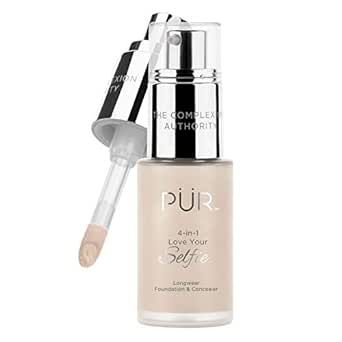PUR 4-in-1 Love Your Selfie Longwear Foundation & Concealer, Full Coverage Liquid Foundation, Hydrating Formula, Cruelty Free