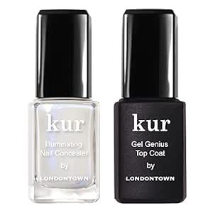 Londontown kur Conceal & Go Duo Set, Includes Nail Illuminating Concealer & Gel Genius Top Coat, 0.4 Fl Oz, White